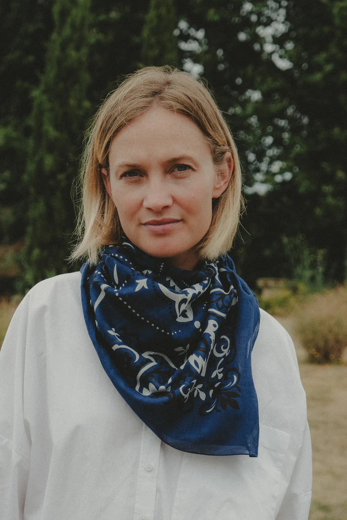 Maison Lecomte Flament – Cotton Bandana Scarf in Navy