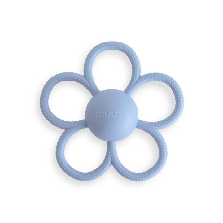 Mushie – Daisy Teether Rattle in Faded Denim