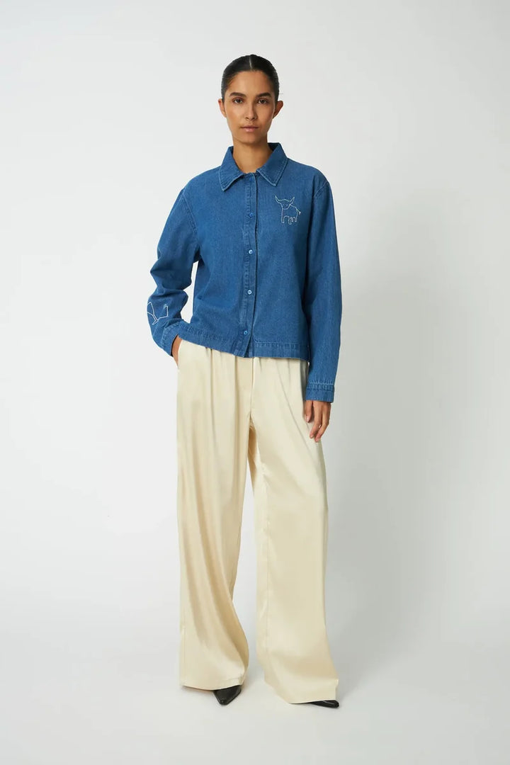 Stella Nova – Denim Shirt with Artwork in Denim Blue