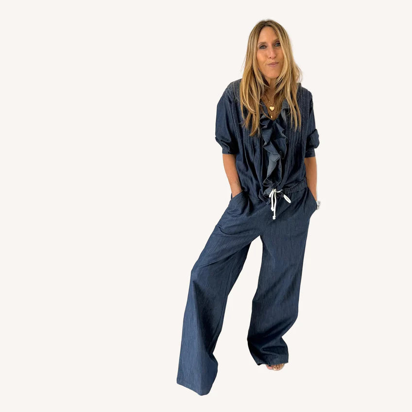 Kerri Rosenthal – Palazzo Denim Pant in True Denim