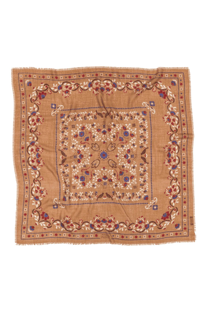 Maison Lecomte Flament – Wool Silk Blend Bandana in Secret Garden Camel