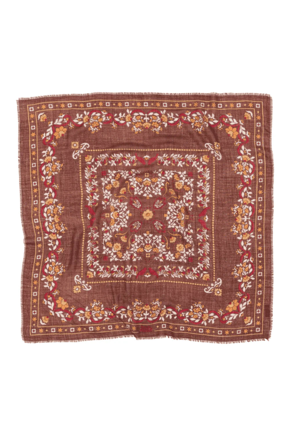 Maison Lecomte Flament – Wool Silk Blend Bandana in Secret Garden Chocolate