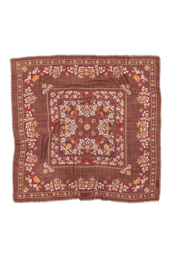 Maison Lecomte Flament – Wool Silk Blend Bandana in Secret Garden Chocolate