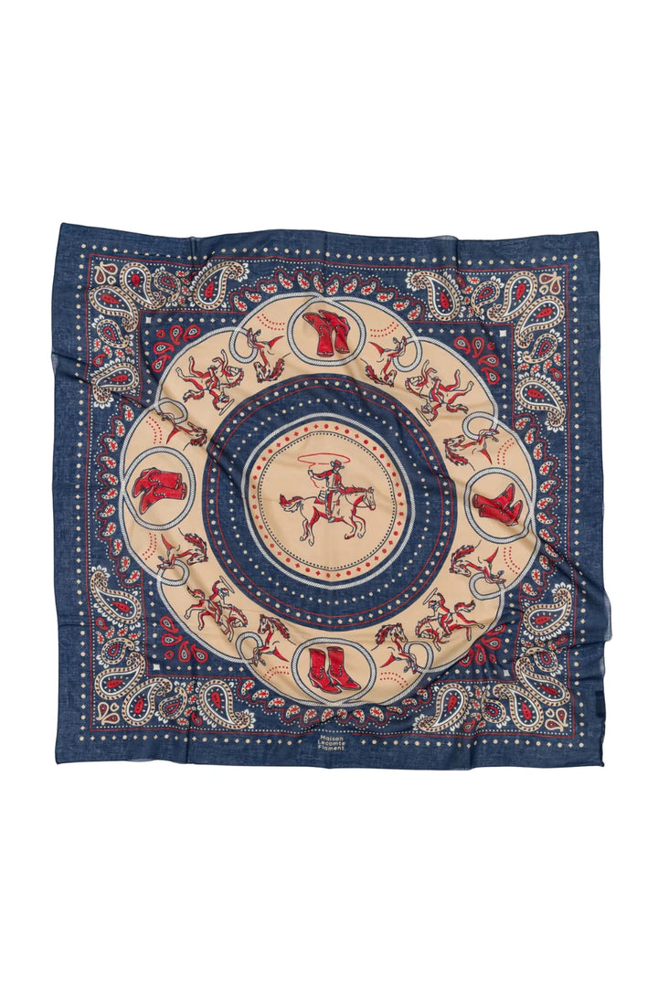 Maison Lecomte Flament – Cotton Bandana Scarf in Rodeo Navy