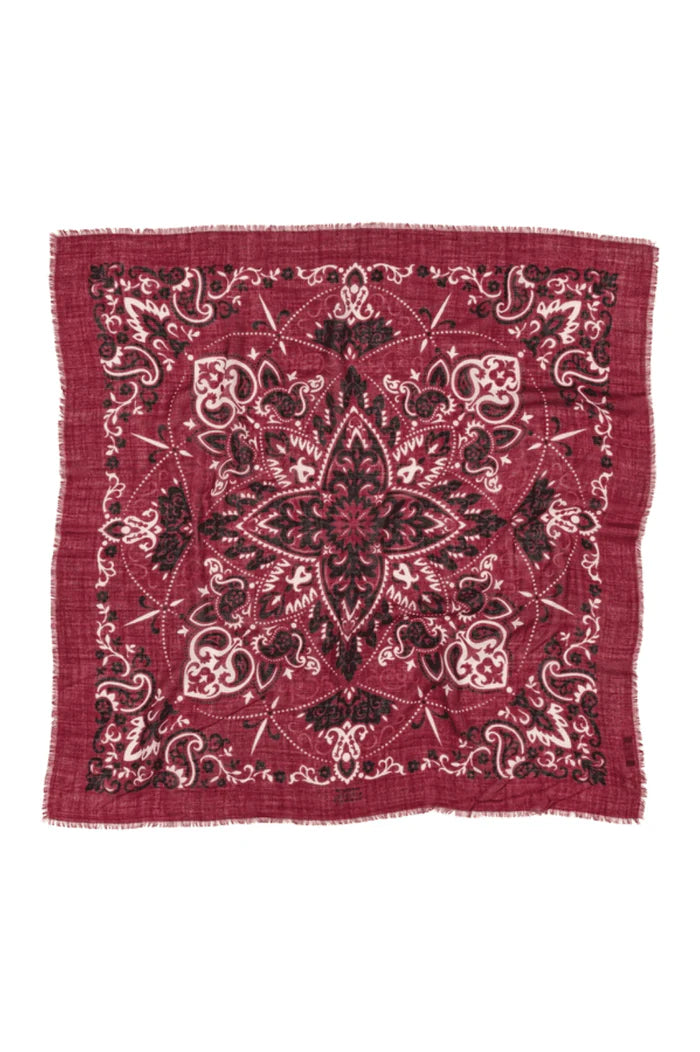 Maison Lecomte Flament – Wool Silk Blend Bandana in Bordeaux