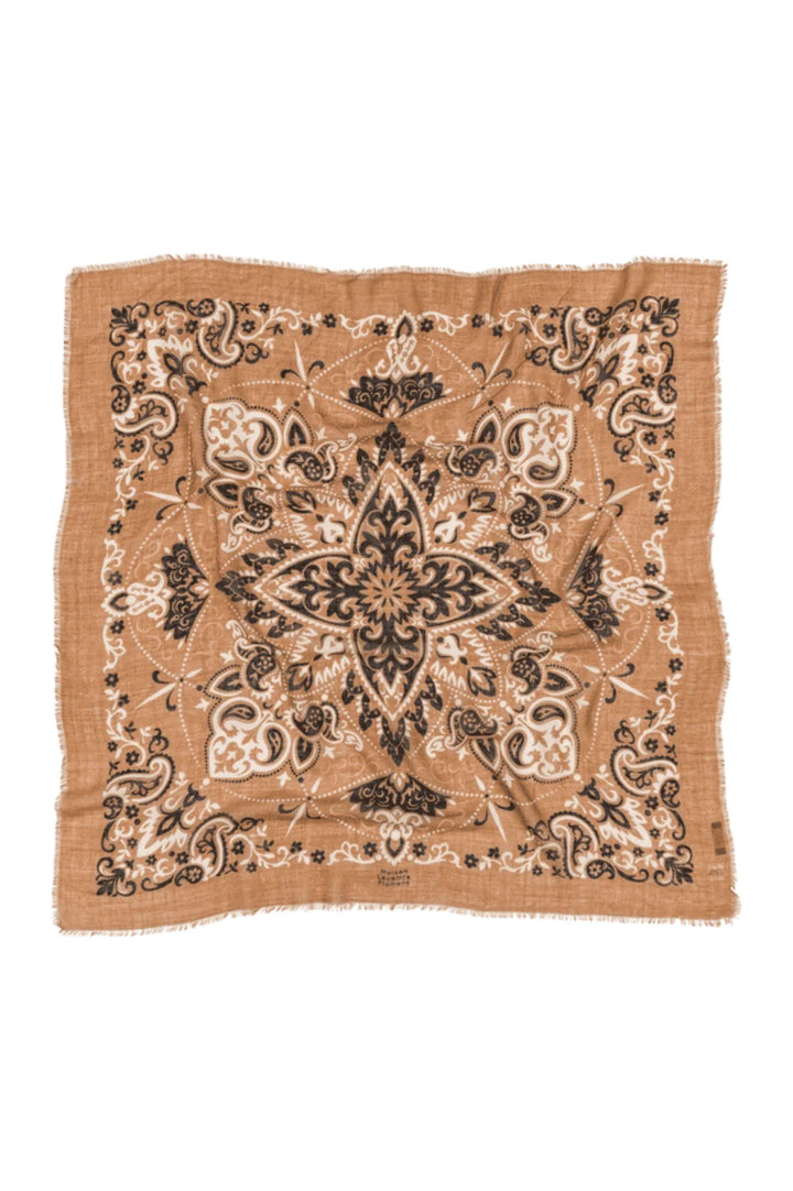 Maison Lecomte Flament – Wool Silk Blend Bandana in Camel