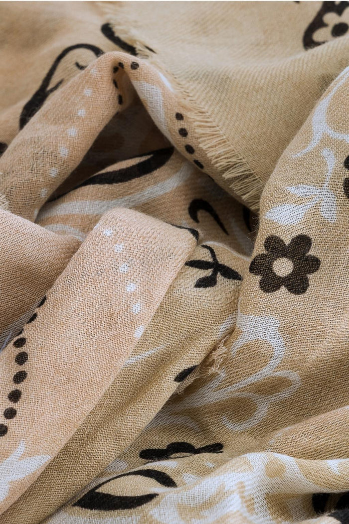 Maison Lecomte Flament – Wool Silk Blend Bandana in Beige