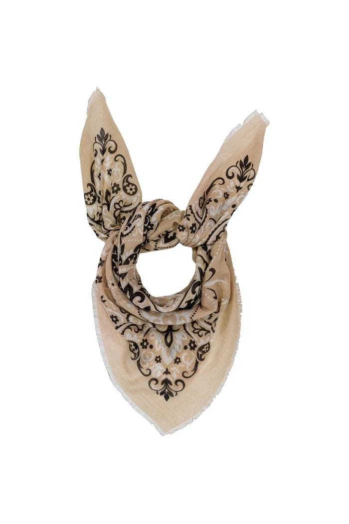 Maison Lecomte Flament – Wool Silk Blend Bandana in Beige