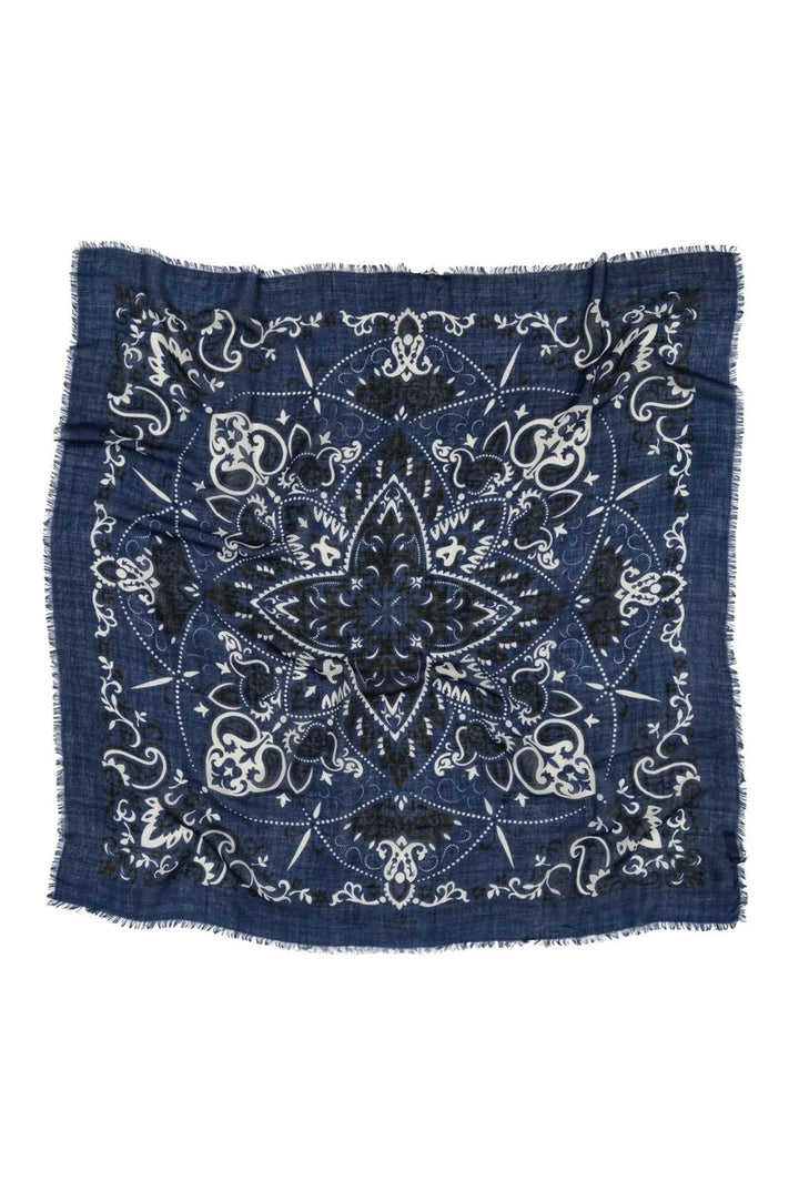 Maison Lecomte Flament – Wool Silk Blend Bandana in Navy