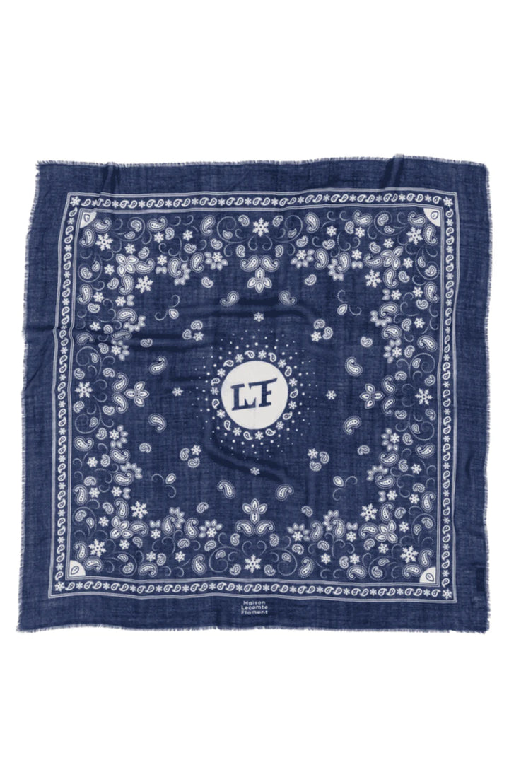 Maison Lecomte Flament – Cashmere Flocon Bandana in Navy