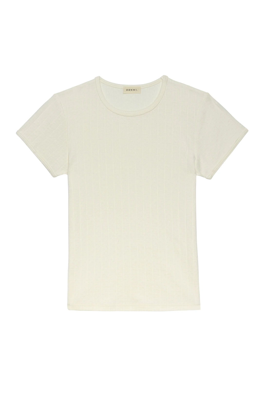 Donni - Pointelle Baby Tee in Creme