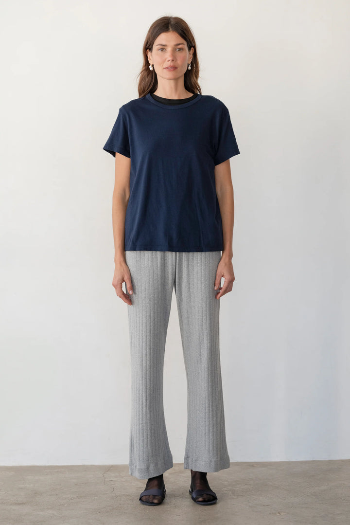 Donni – Pointelle Simple Crop Pant in Heather Grey