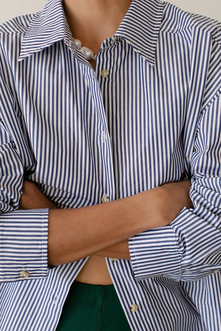 DONNI - Stripe Pop Shirt in Navy Stripe