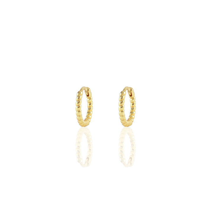 Kris Nations – Twisted Hinged Huggie Hoop Earring in 18k Gold Vermeil