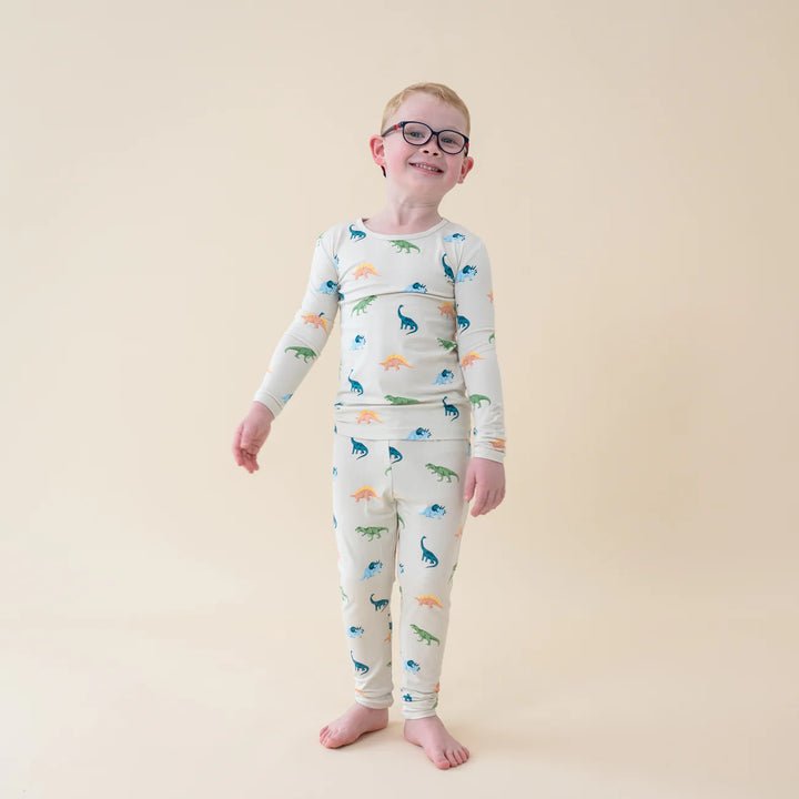 Kyte Baby - Long Sleeve Toddler Pajama Set in Ecru Roar