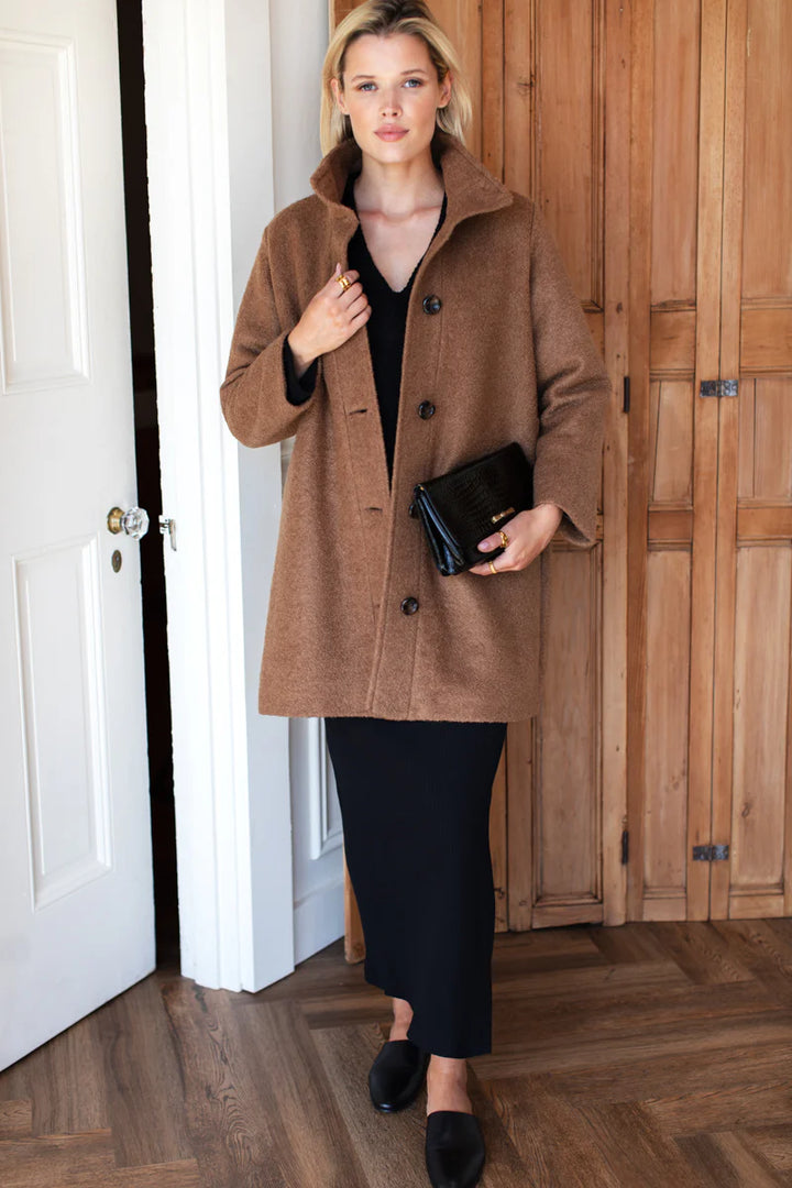 Emerson Fry - Cozy Coat in Camel Boucle