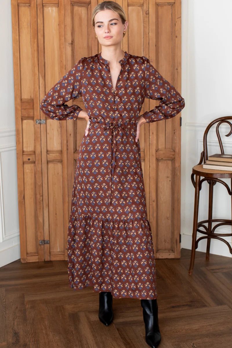 Emerson Fry - Frances 3 Dress in Library Flowers Cocoa
