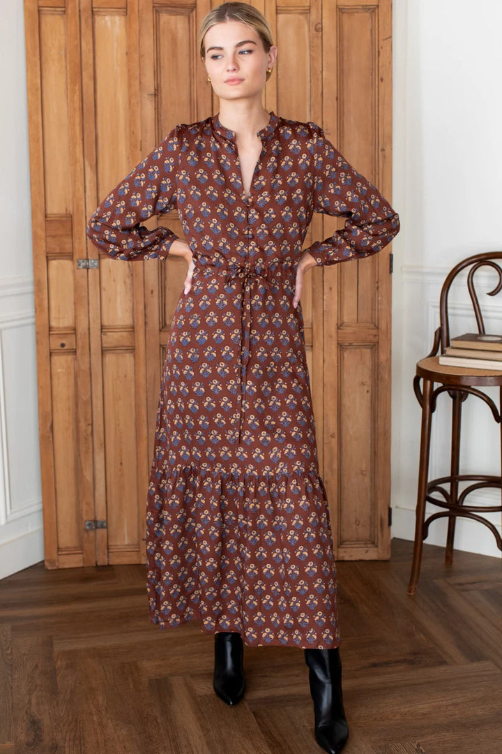 Emerson Fry - Frances 3 Dress in Library Flowers Cocoa
