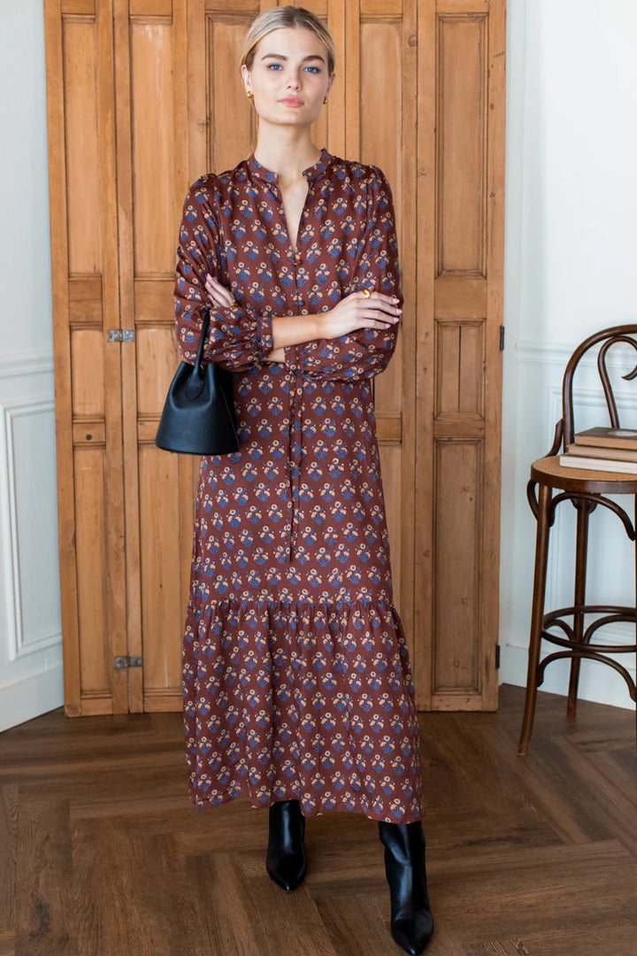 Emerson Fry - Frances 3 Dress in Library Flowers Cocoa