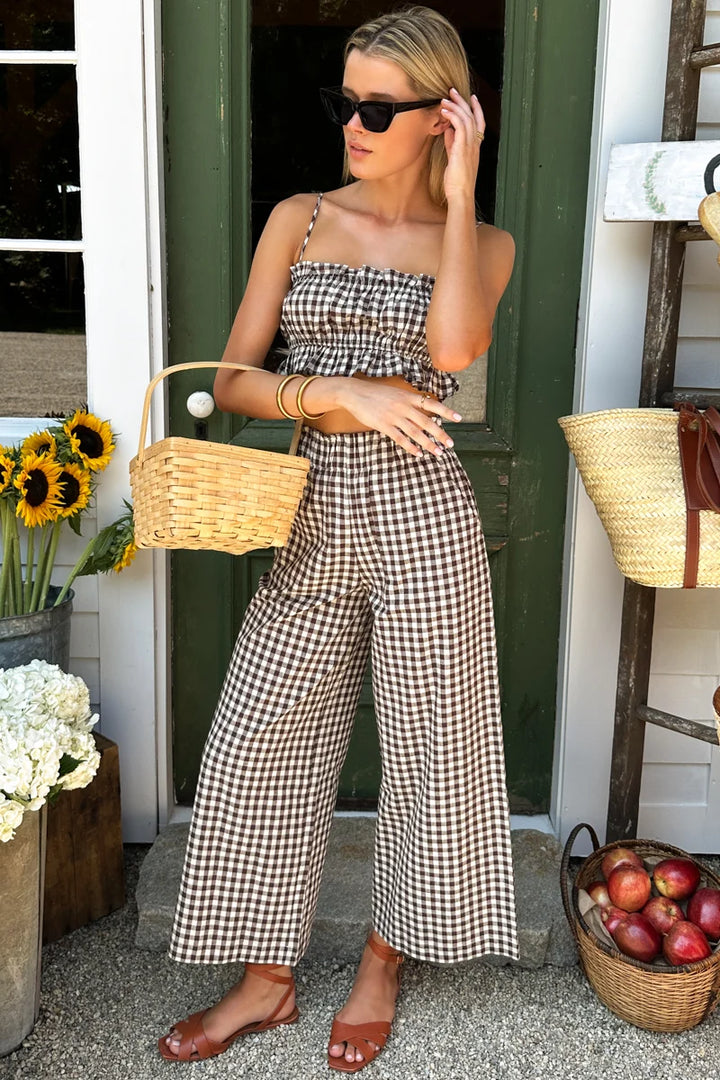 Emerson Fry – Pull on Pocket Pant in Cocoa Gingham
