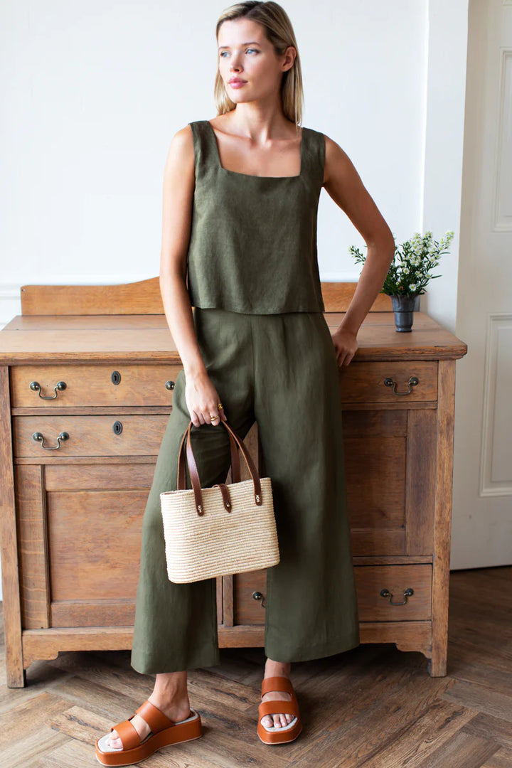 Emerson Fry - Roma Pant in Martini Olive Linen