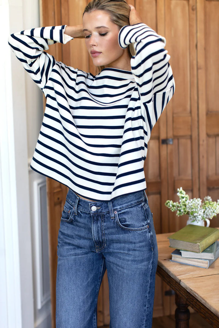 Emerson Fry - Bateau Top in Navy Stripe