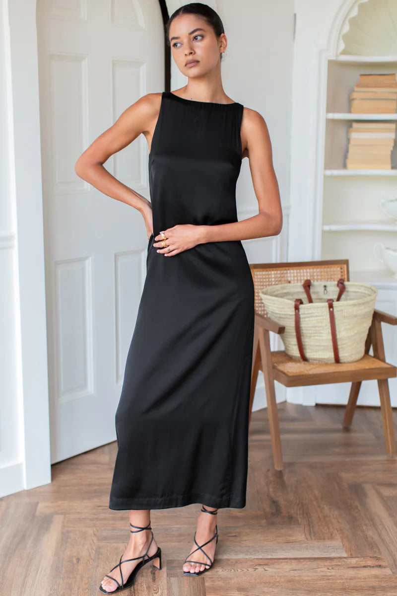 Emerson Fry - Cut In Shift Maxi Dress in Black