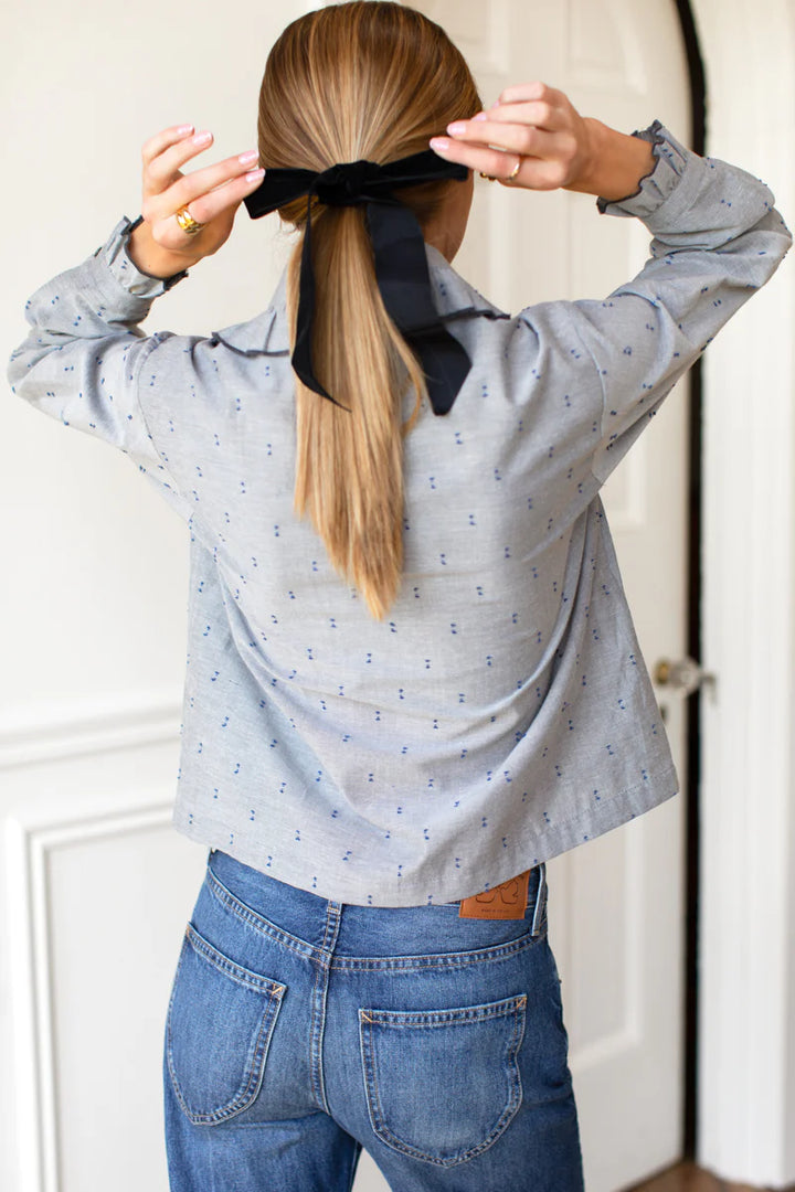Emerson Fry - French Heirloom Shirt in Ash with Indigo Dots