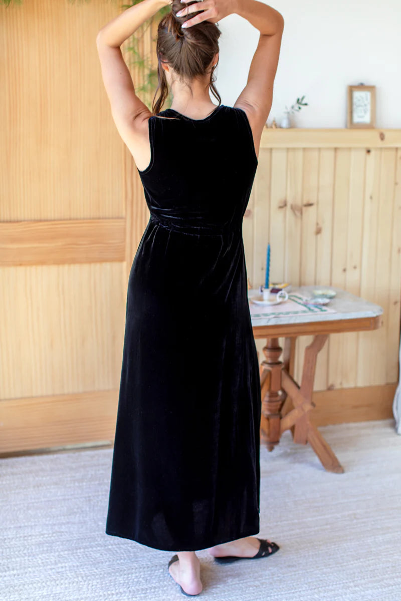Emerson Fry – Grecian Keyhole Dress Black Velvet