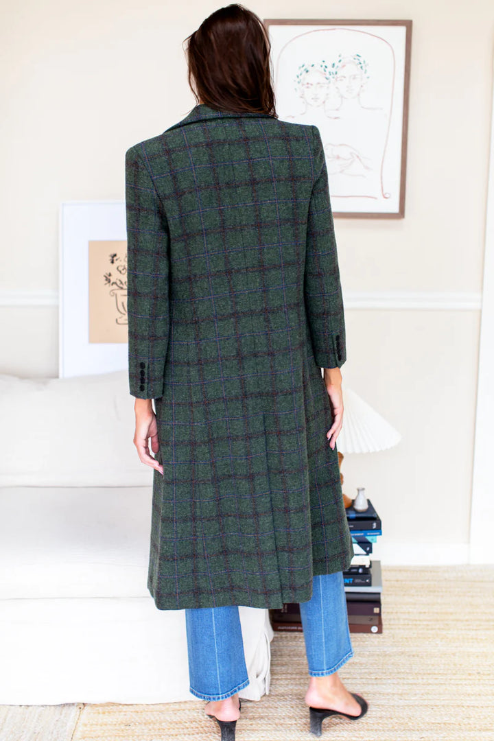 Emerson Fry – Julius Long Coat in Green Plaid Wool