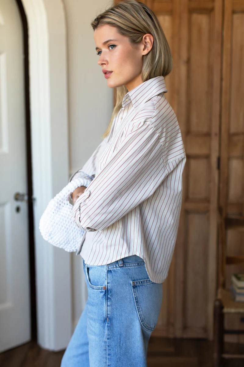 Emerson Fry - Oversize Pocket Shirt Short in Rust Stripe