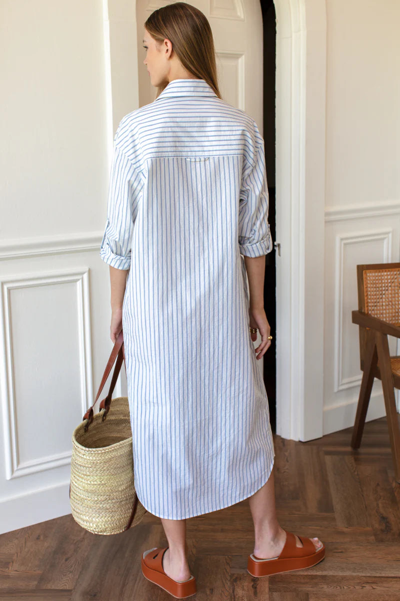 Emerson Fry - Oversize Pocket Shirtdress in Atlantic Stripe