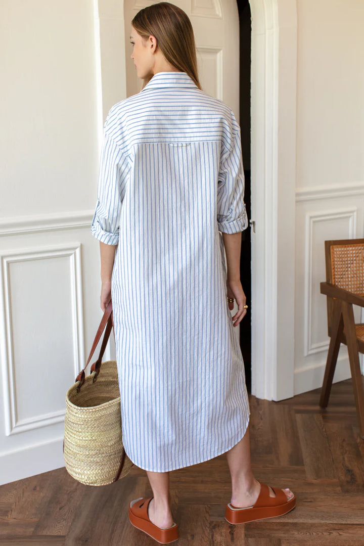 Emerson Fry - Oversize Pocket Shirtdress in Atlantic Stripe