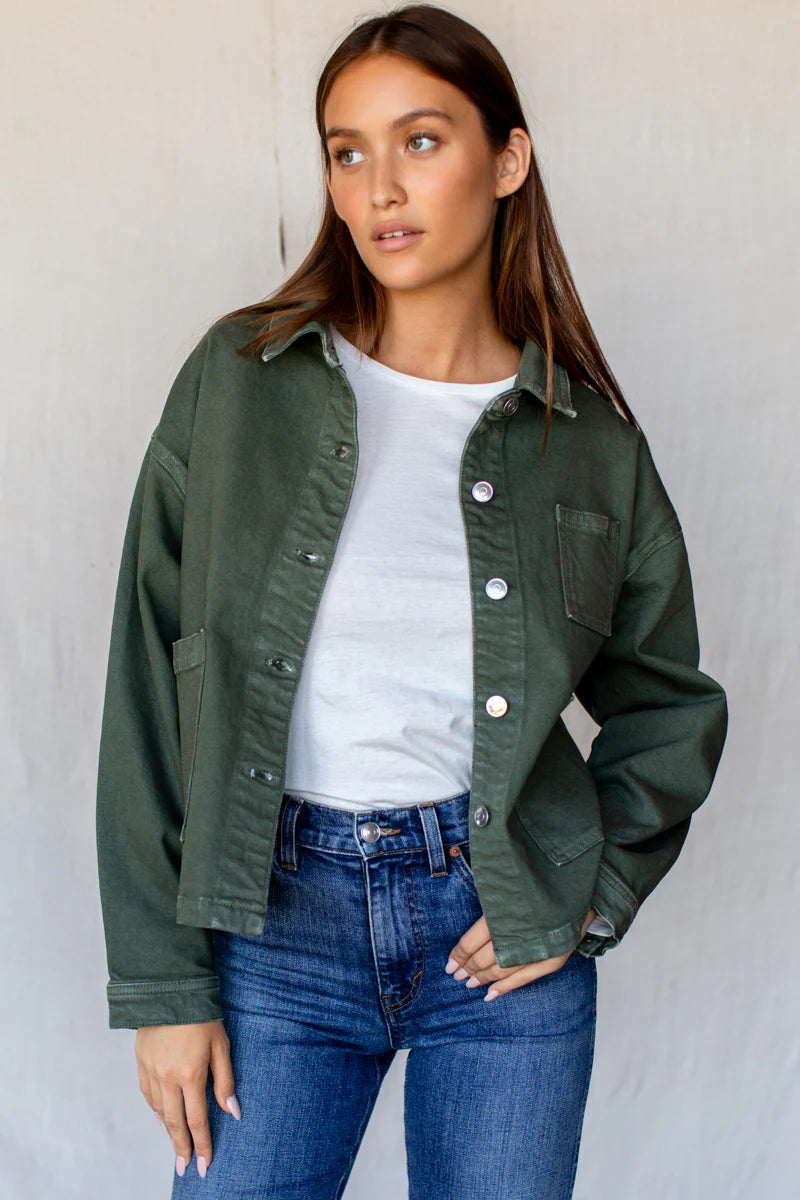 Emerson Fry Twin Doves – Utility Shirt Jacket in Army Green