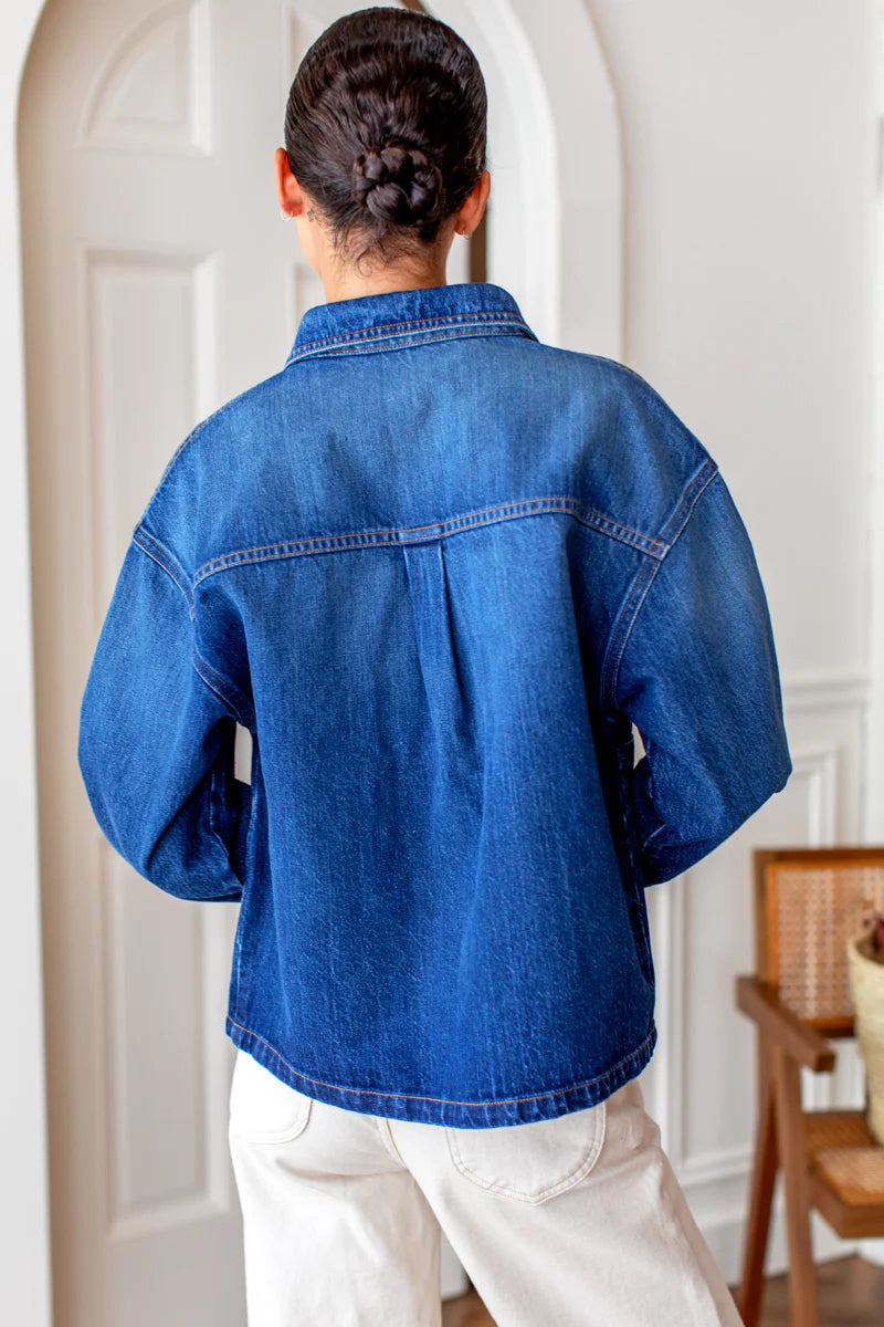 Emerson Fry Twin Doves – Utility Shirt Jacket in Rebound Indigo Wash