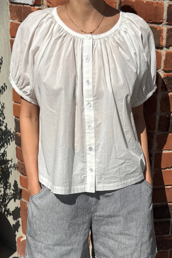 Le Bon Shoppe - Emily Short Sleeve Button Down Top in White