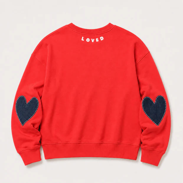 Kerri Rosenthal – Ex-Boyfriend Patchwork Sweatshirt in Pop of Red