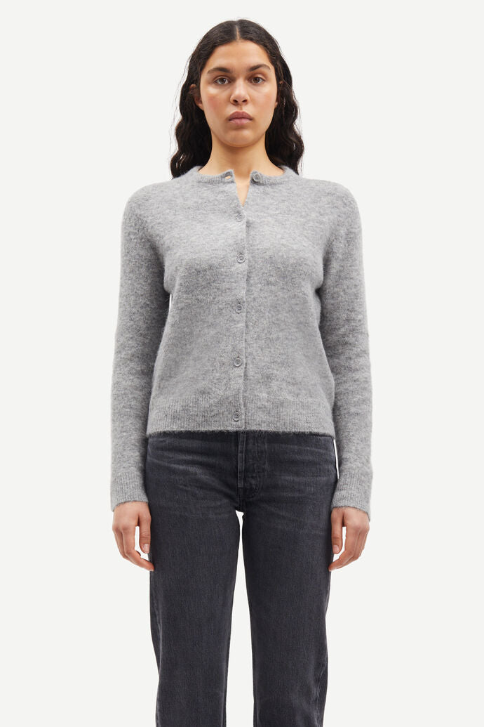Samsoe – Nor Short Cardigan in Grey Melange