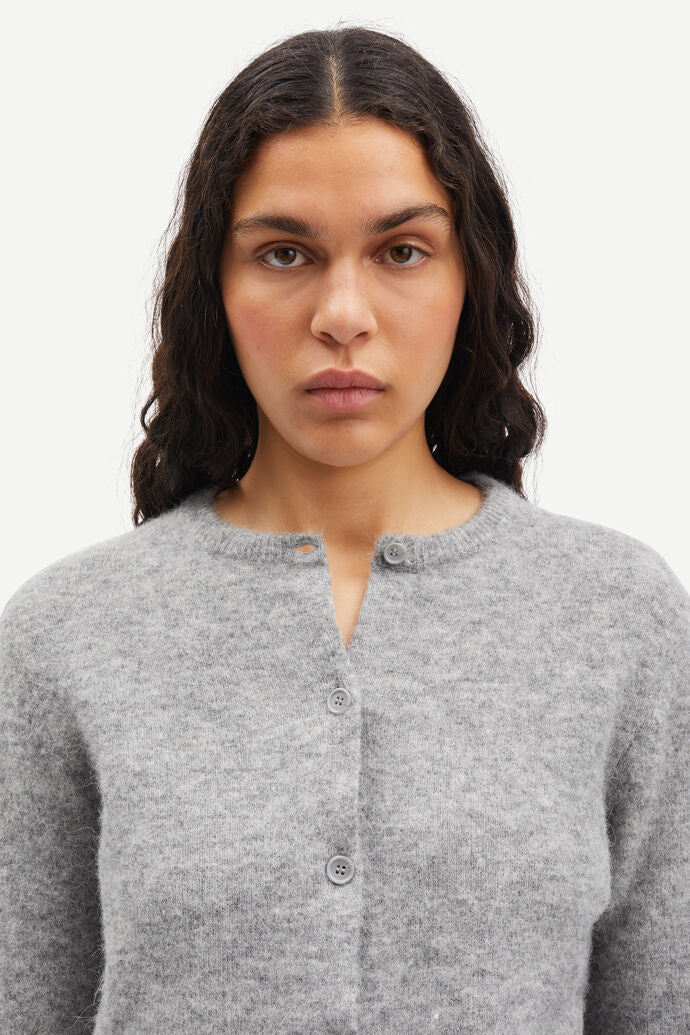 Samsoe – Nor Short Cardigan in Grey Melange