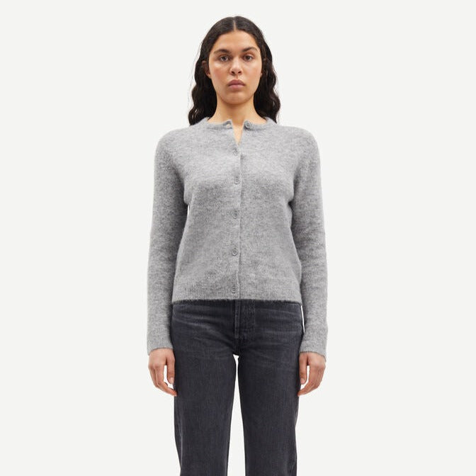 Samsoe – Nor Short Cardigan in Grey Melange