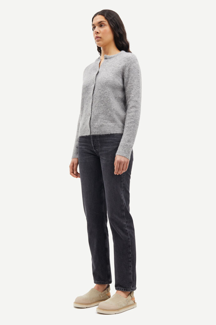 Samsoe – Nor Short Cardigan in Grey Melange