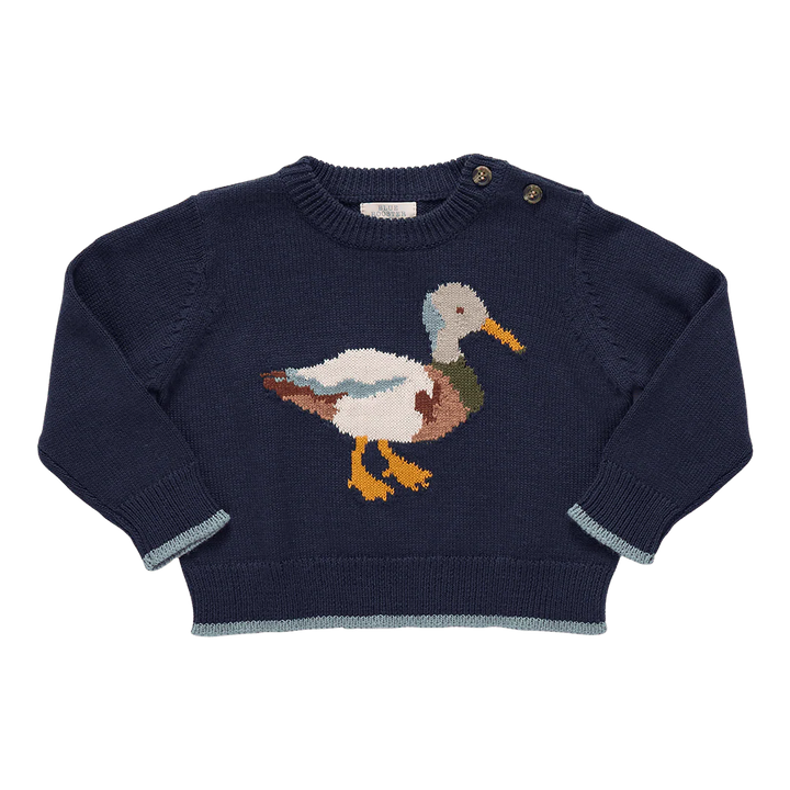 Pink Chicken – Baby Boy Noah Jumper in Mallard Embroidery