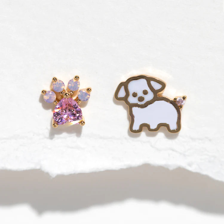 Girls Crew – Paw-tastic Pup Studs in Gold