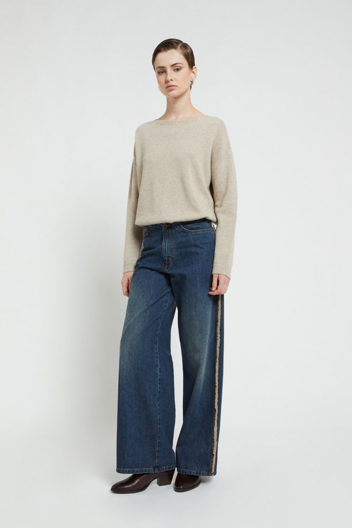 Ottod'Ame - Relaxed Wool Blend Sweater in Sand