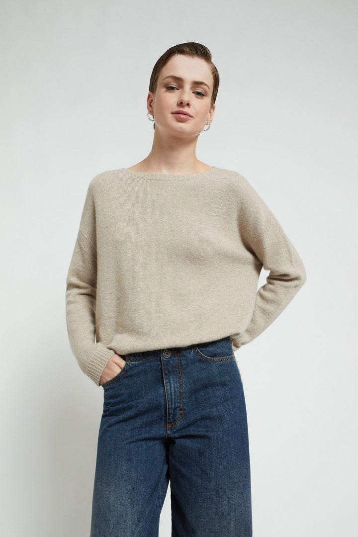 Ottod'Ame - Relaxed Wool Blend Sweater in Sand