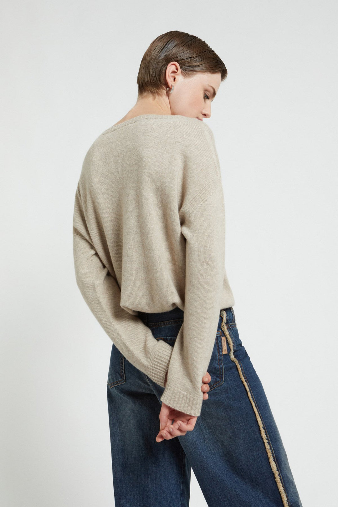 Ottod'Ame - Relaxed Wool Blend Sweater in Sand