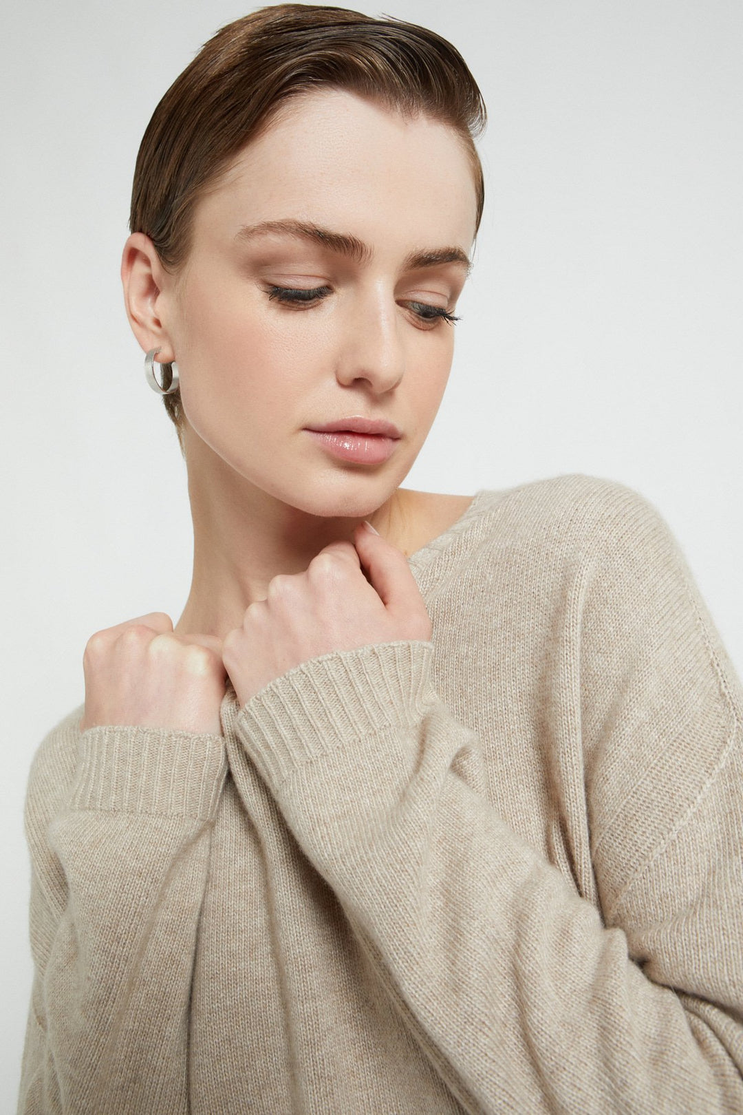 Ottod'Ame - Relaxed Wool Blend Sweater in Sand