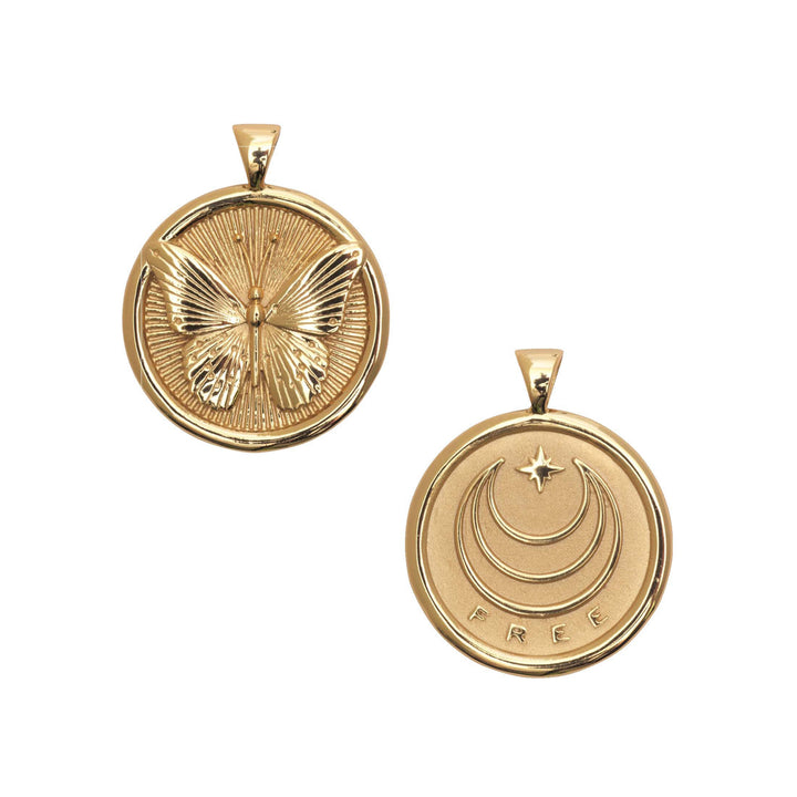 Jane Winchester – Small "Free" Coin Pendant on Drawn Link Chain