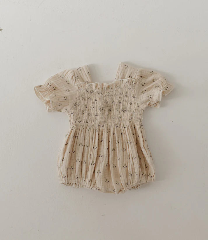 Forever French Baby - Ruffle Muslin Romper in Flora