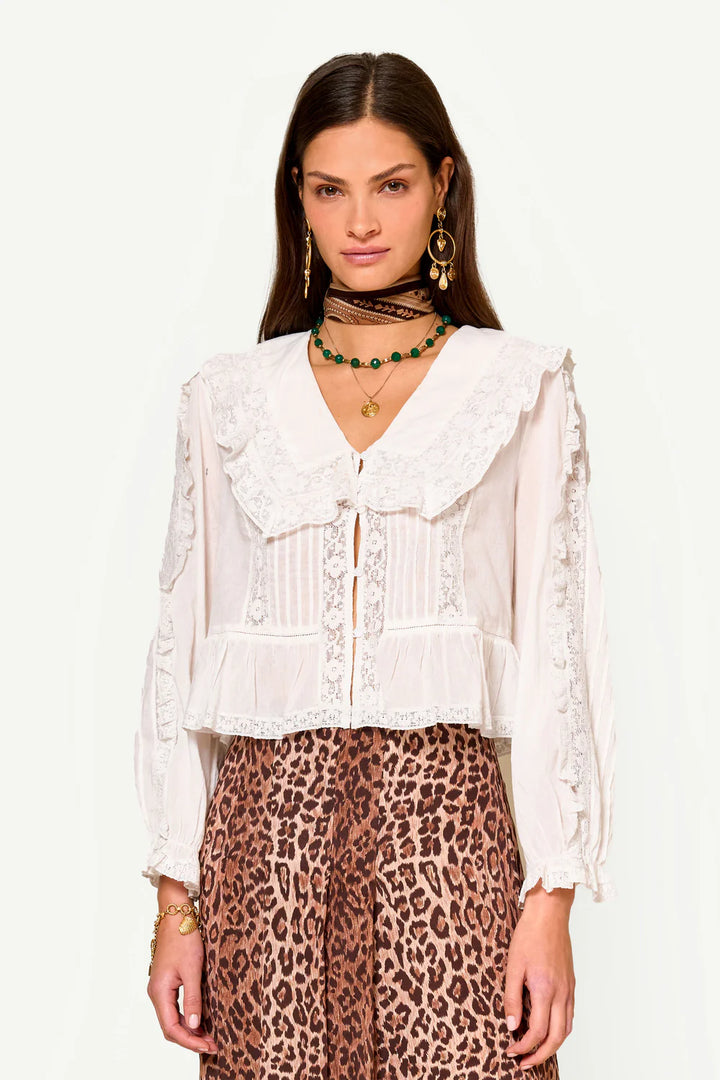 RIXO - Maribelle Blouse in Ivory